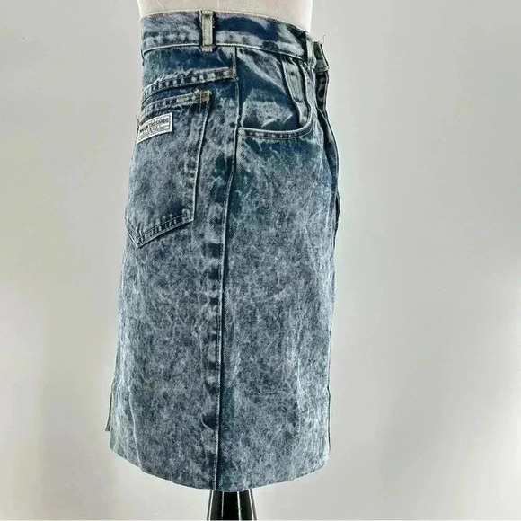 Made in the Shade vintage blue Jean skirt 3 denim acid washed 80s high waisted - Picture 3 of 11